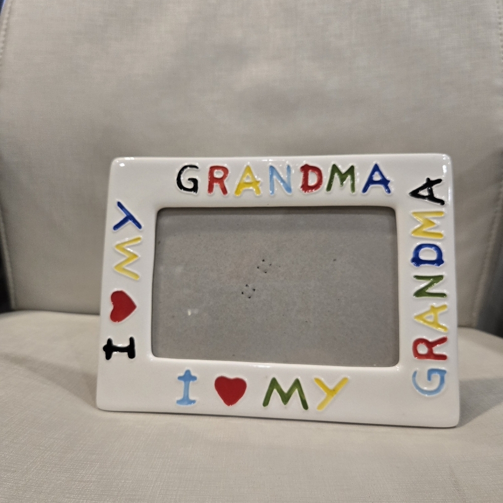 I Love My Grandma Vintage Colorful Ceramic 4x6 Photo Picture Frame